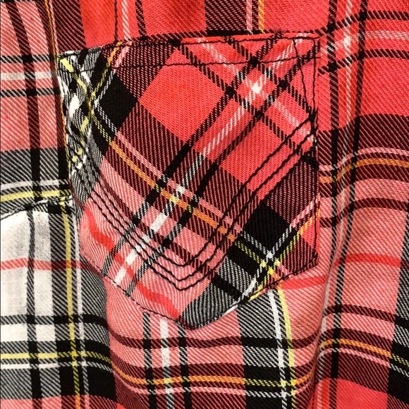 Junior’s Volcom Short Sleeve Plaid Snap Top Size M - Picture 5 of 10